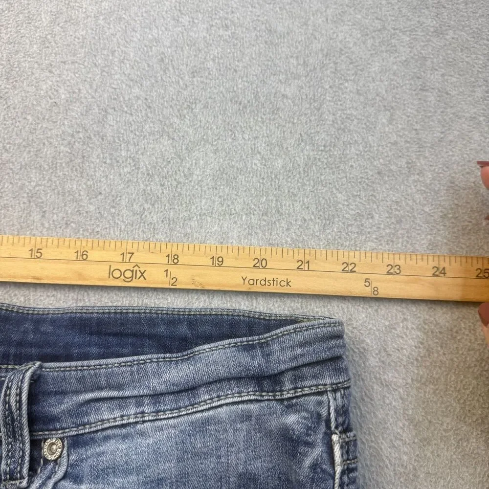 BKE Jeans Men's 42x32 Blue Straight Leg Whiskered Distressed Bootcut Relaxed